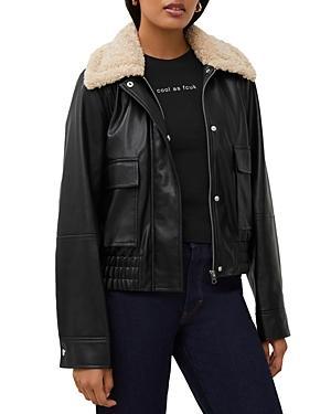 French Connection Faux Leather Aviator Jacket Product Image