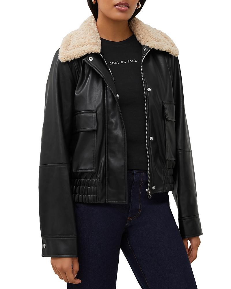 French Connection Faux Leather Aviator Jacket Product Image