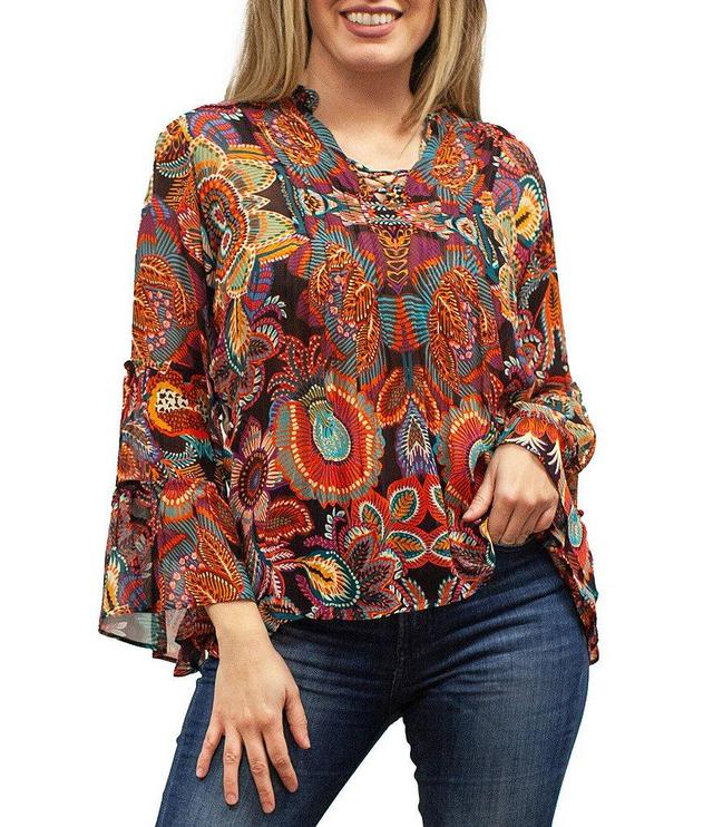 Karyn Seo Isolde Floral Print V-Neck Bell Sleeve Top Product Image