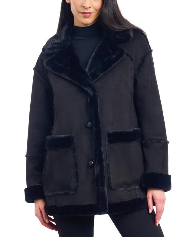 BCBGeneration Womens Faux-Shearling Patch Pocket Coat Product Image