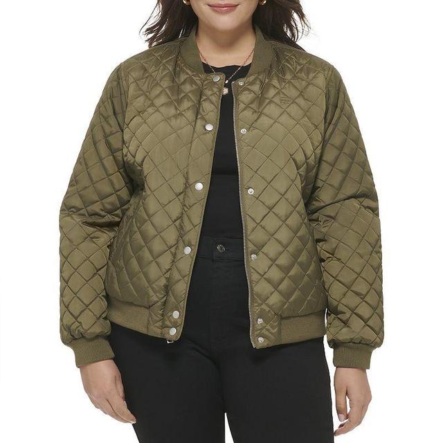 Plus Size Levis Quilted Sherpa Diamond Bomber Jacket, Womens Green Product Image