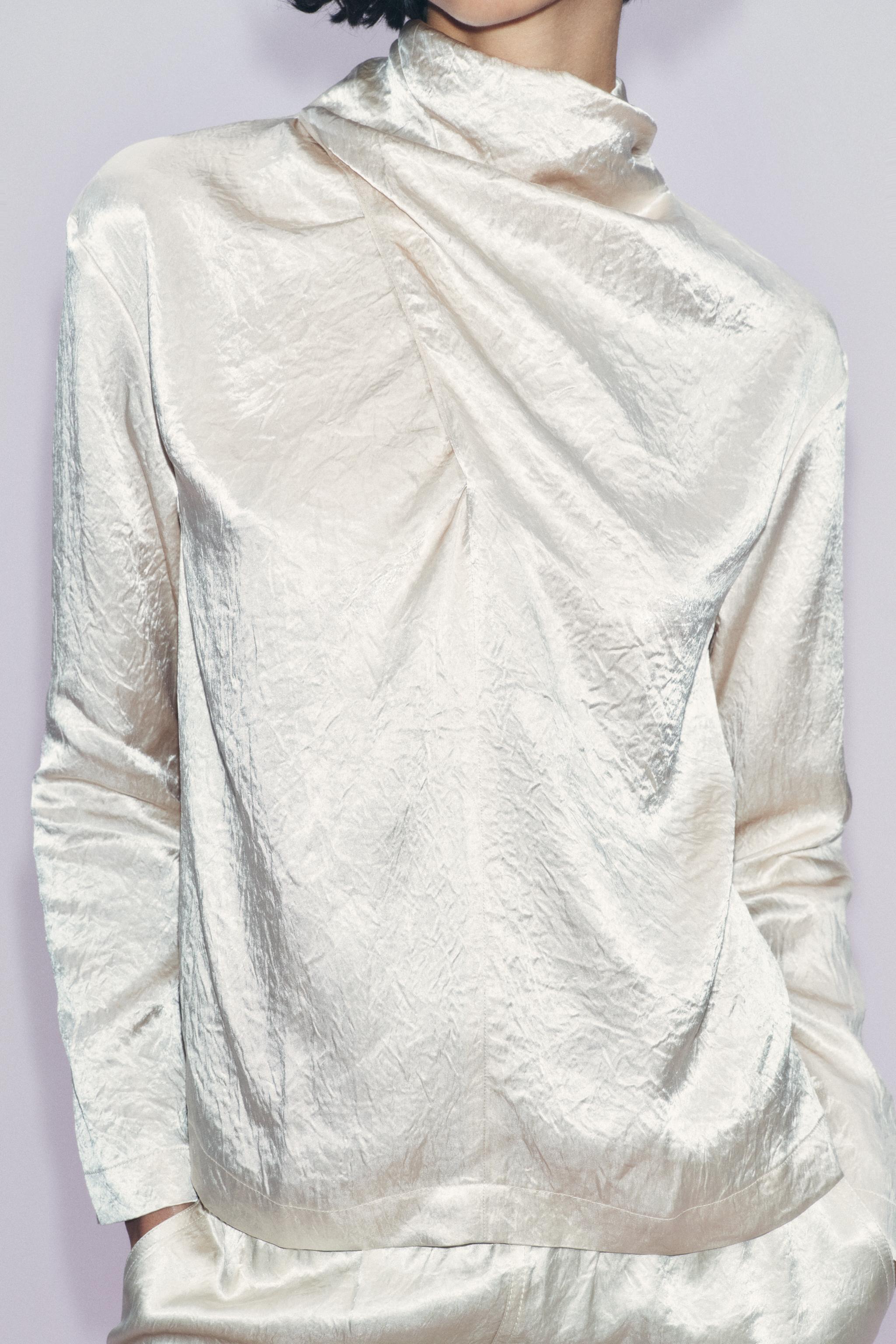 DRAPED SATIN EFFECT TOP ZW COLLECTION Product Image