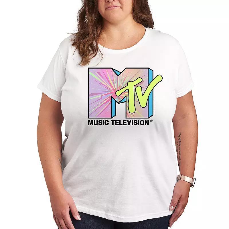 Plus MTV Club Art Graphic Tee, Womens Grey Gray Product Image