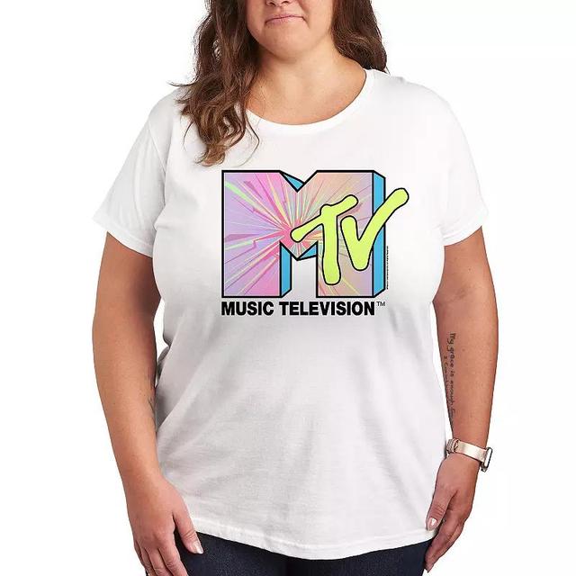 Womens Retro Mushrooms Rainbow Graphic Tee White Product Image