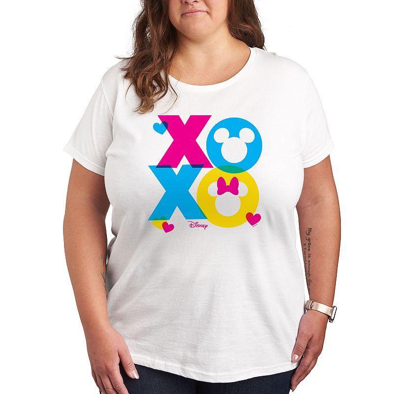 Disneys Mickey & Minnie Mouse Plus Size XOXO Stacked Graphic Tee, Womens Product Image