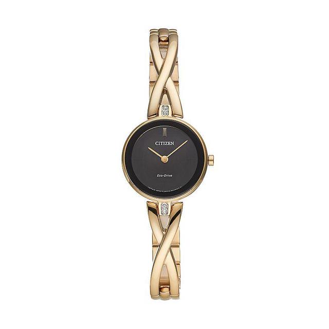 Citizen Eco-Drive Womens Silhouette Crystal Stainless Steel Half-Bangle Watch - EX1422-54E, Gold Tone Product Image