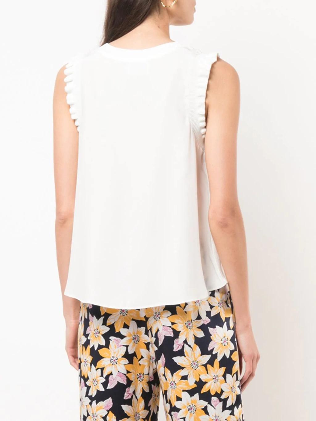 Tous Les Jours Lenore Crewneck Sleeveless Silk Top In Ivory Product Image