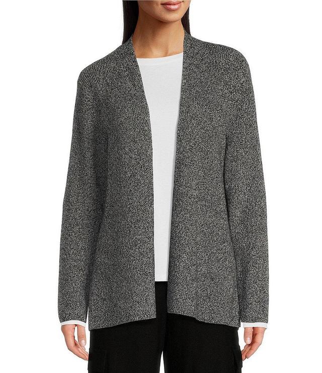 Eileen Fisher Marled Organic Cotton Long Sleeve Open Front Cardigan Product Image