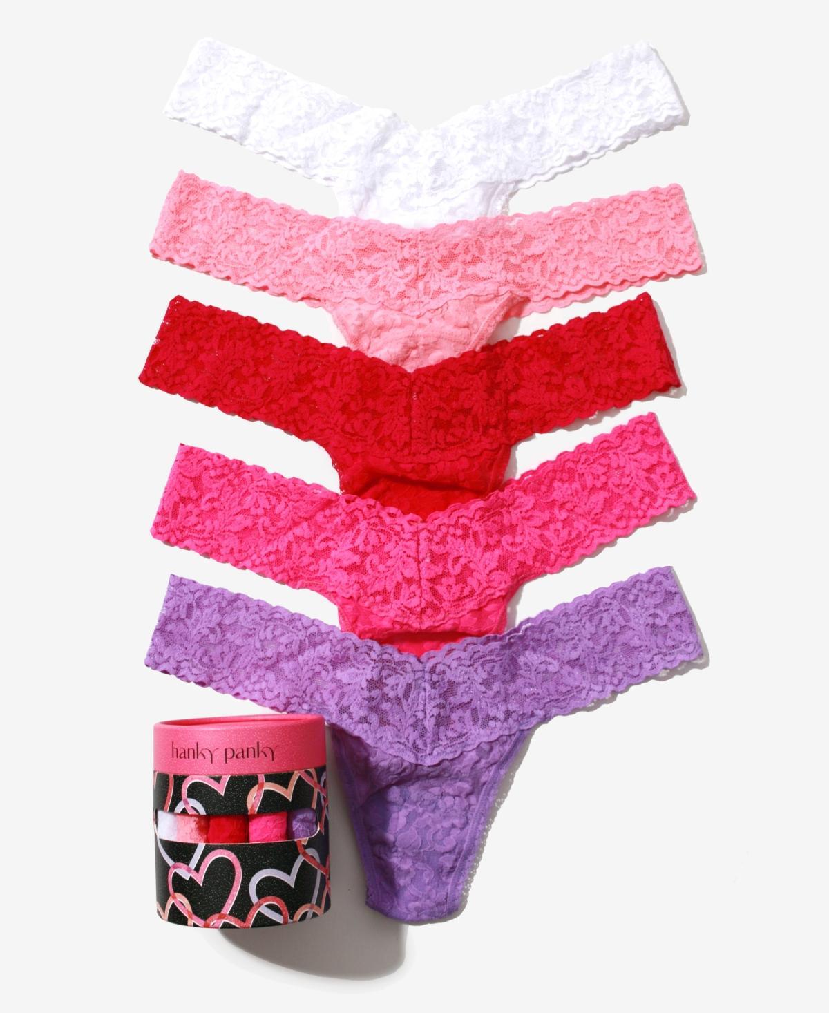 Hanky Panky 5-Pack Low Rise Thongs (Fiesta Pink/Orange Sparkle/Limoncello/Fiji Blue/Electric Purple) Women's Underwear Product Image