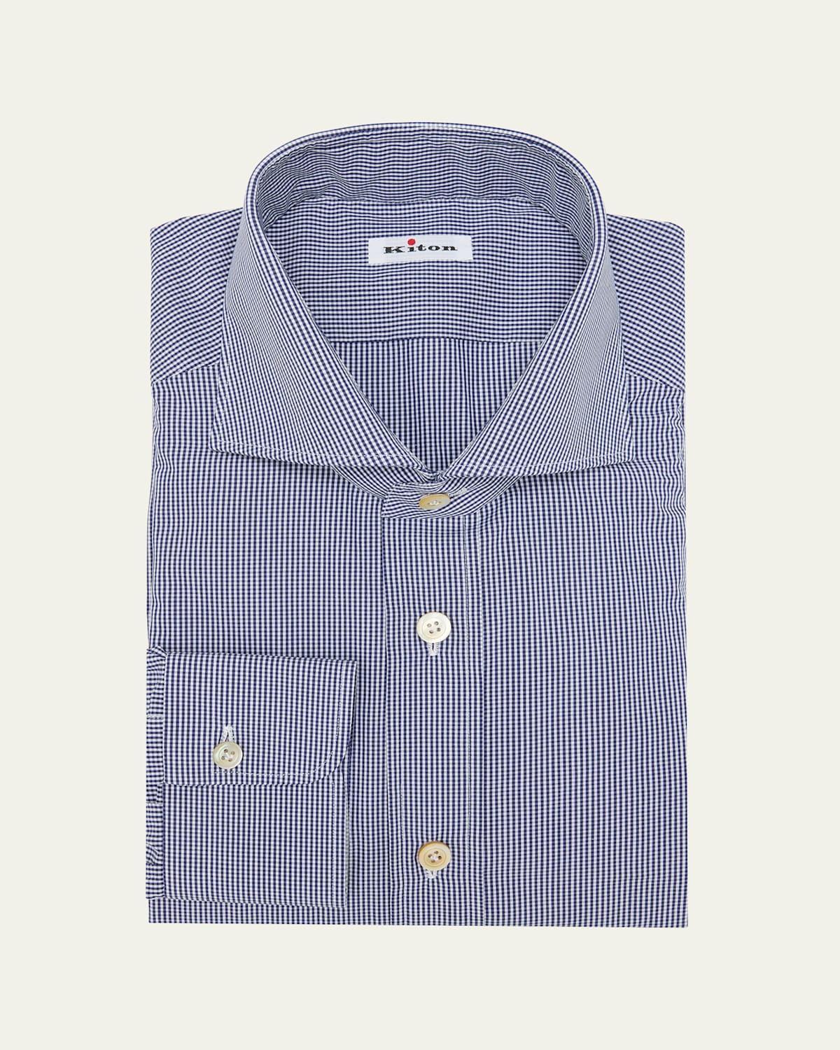 Mens Cotton Micro-Check Dress Shirt Product Image