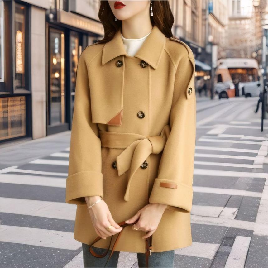 Plain Double-Breasted Trench Jacket Product Image