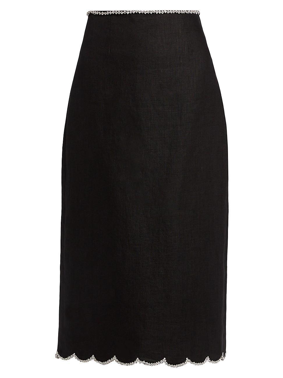 Womens Crush Scalloped Midi-Skirt product image