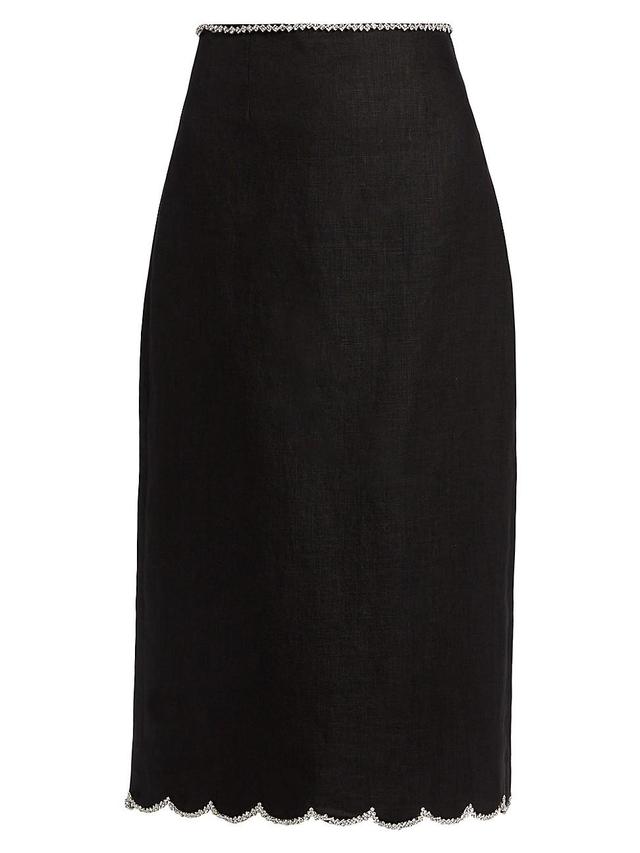 Womens Crush Scalloped Midi-Skirt Product Image