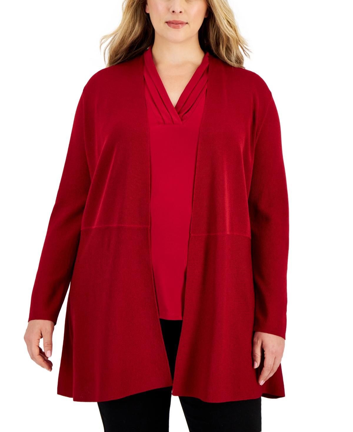 Anne Klein Plus Size Monterey Open-Front Cardigan Product Image