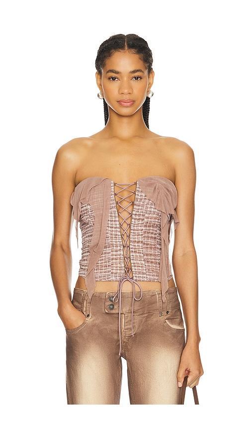 Distressed Lace Up Corset Top Product Image