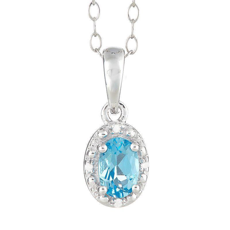 Gemstone and Diamond Accent Pendant Necklace in Sterling Silver Product Image