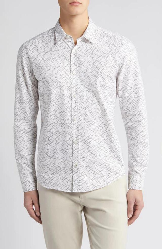 Men's Stretch Confetti-print Sport Shirt In White Product Image