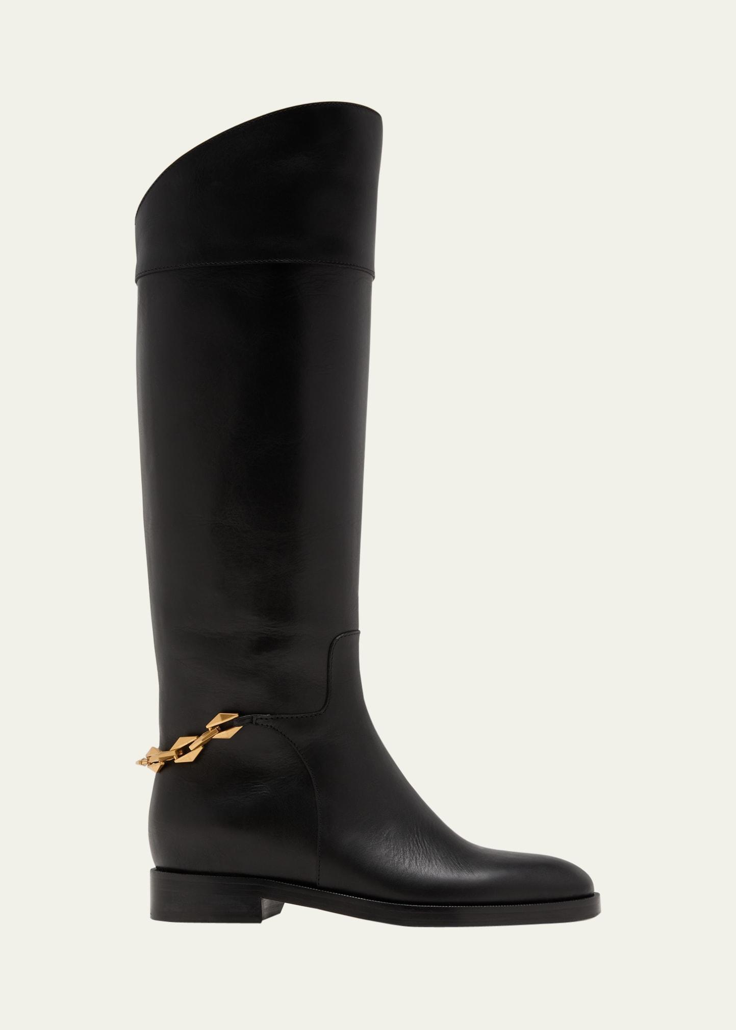 Nell Leather Chain Tall Riding Boots Product Image