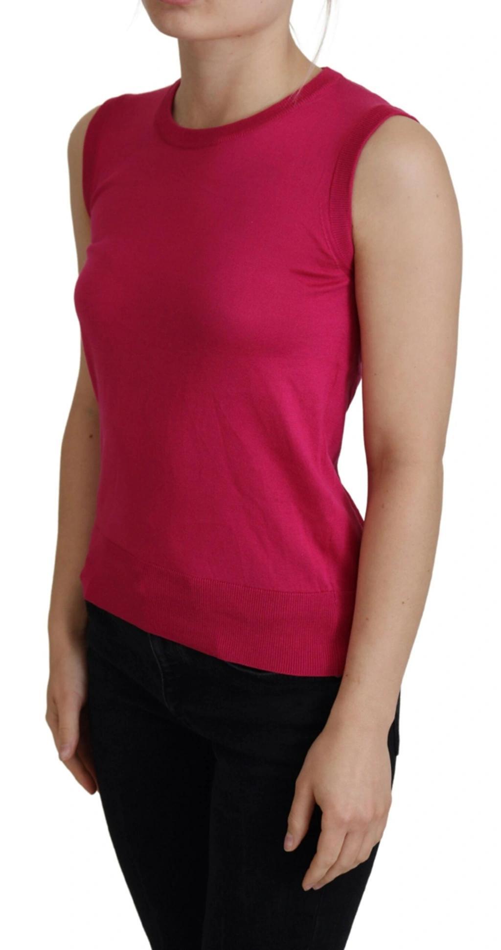 DOLCE & GABBANA Pink Silk Vest Pullover Crewneck Tank Top Product Image