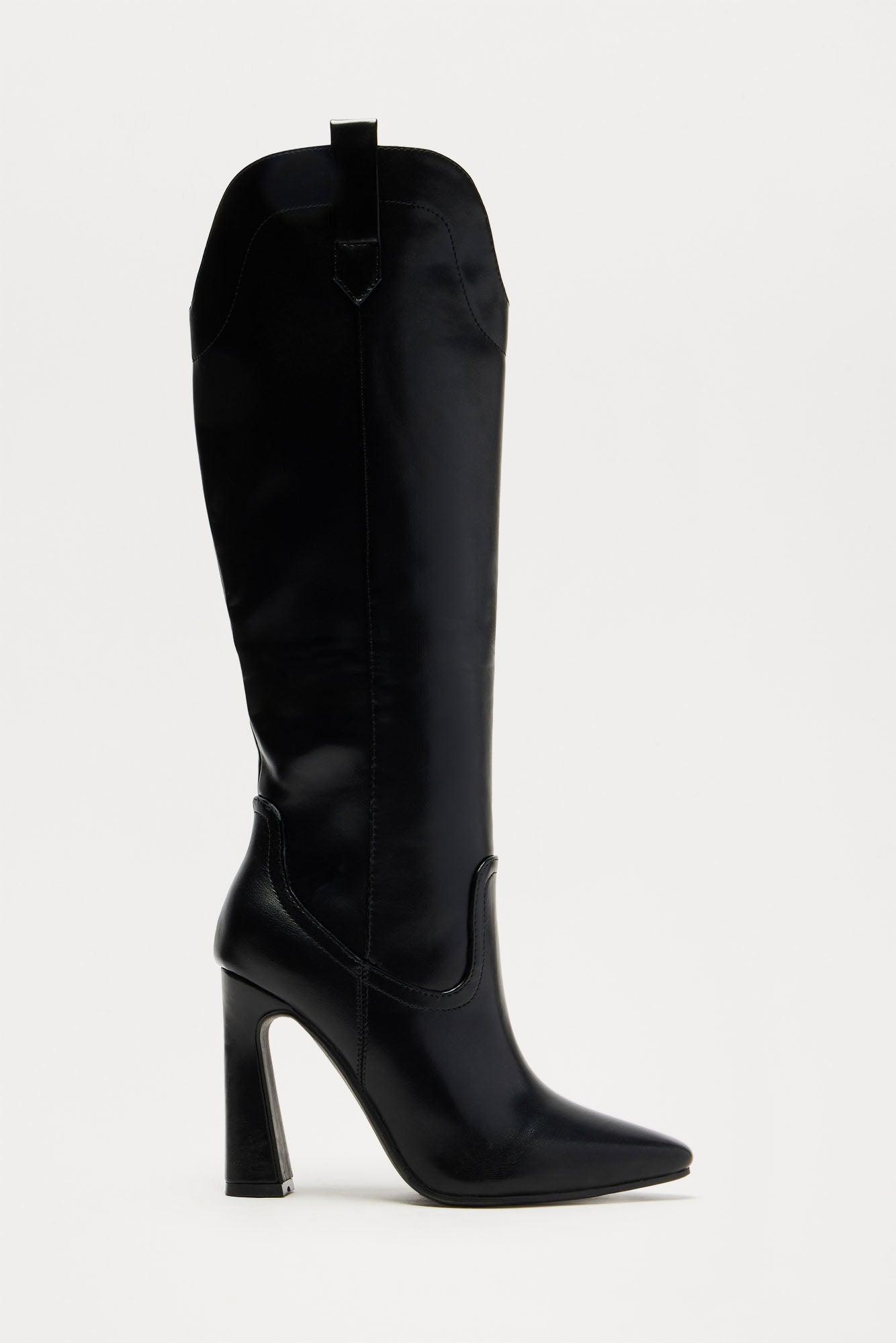 Petra Stiletto Cowboy Booties - Black Product Image