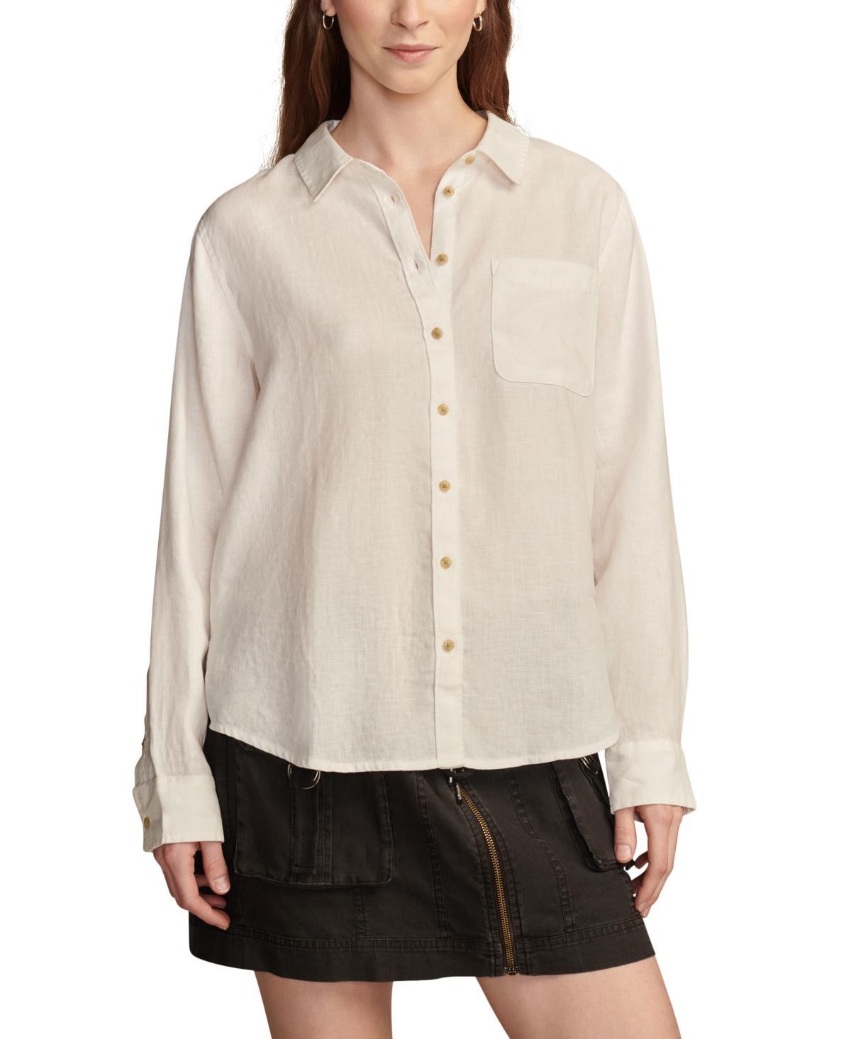 Lucky Brand Womens Linen Prep Button-Front Shirt Product Image