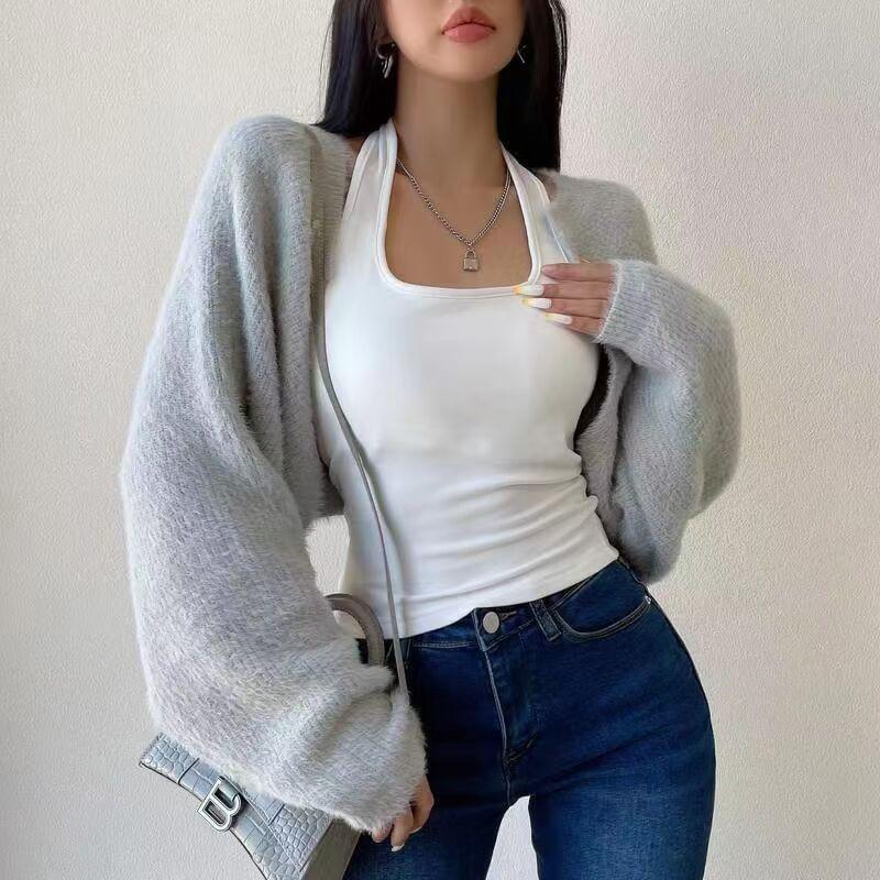 Plain Fluffy Cropped Bolero Cardigan Product Image