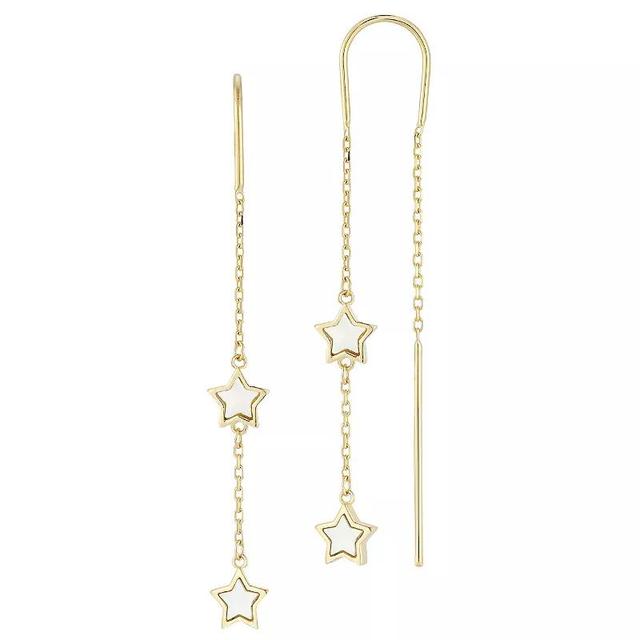 LUMINOR GOLD 14k Gold Mother of Pearl Star Threader Earrings, Womens Product Image