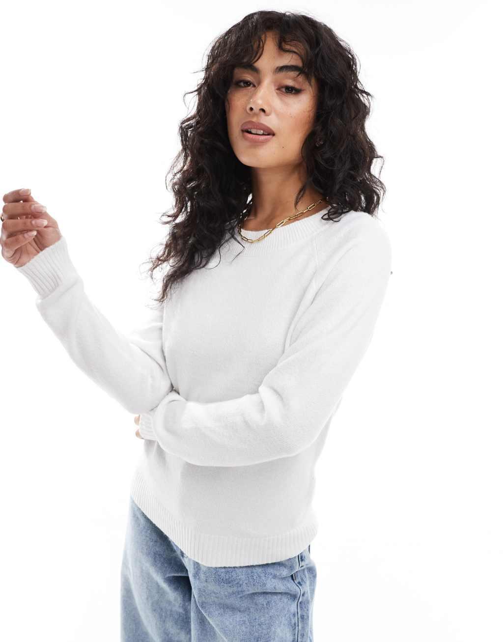 Vero Moda round neck jumper in white Product Image