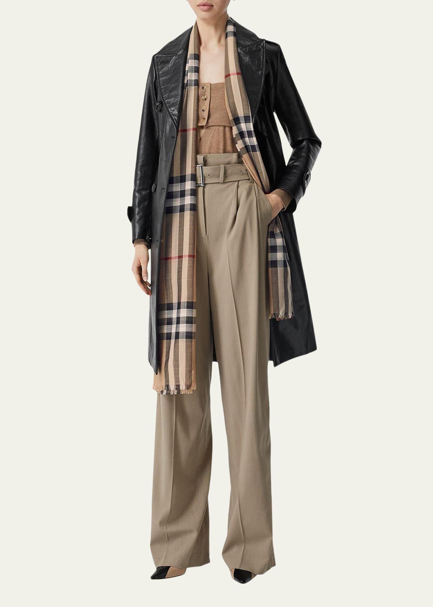 burberry Giant Check Print Wool & Silk Scarf Product Image