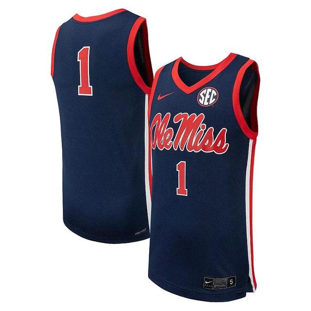 Mens Nike #1 Ole Miss Rebels Replica Basketball Jersey Blue Product Image