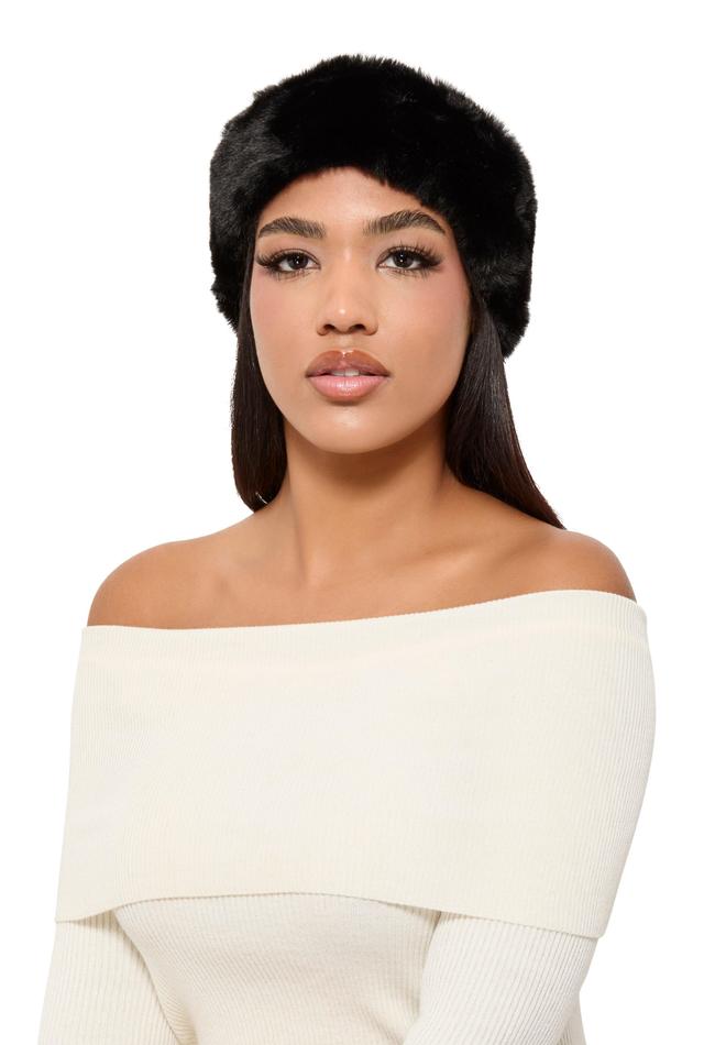 Womens Faux Fur Elastic Back Head Wrap Product Image