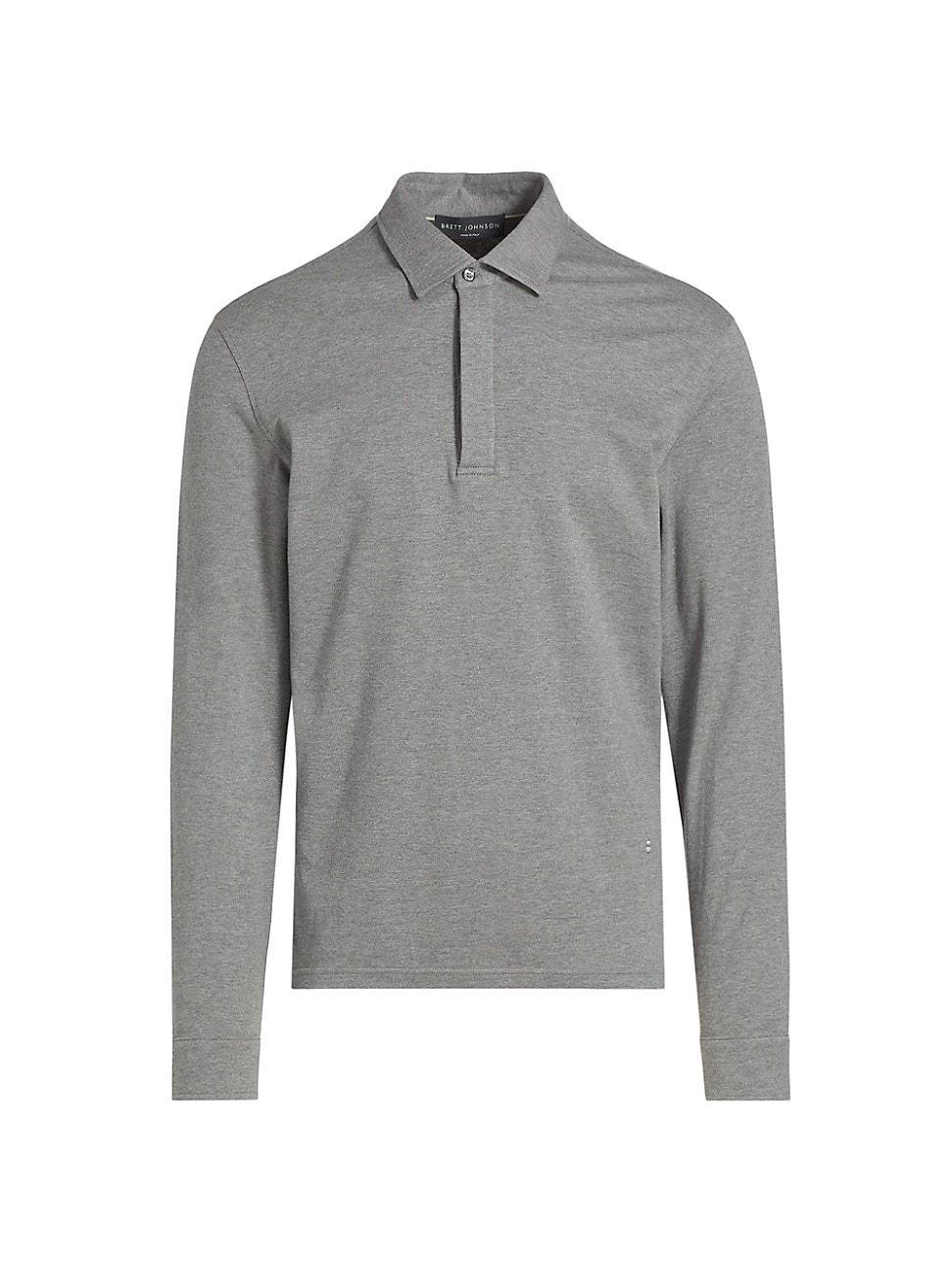 Mens Cotton-Blend Long-Sleeve Polo Shirt Product Image