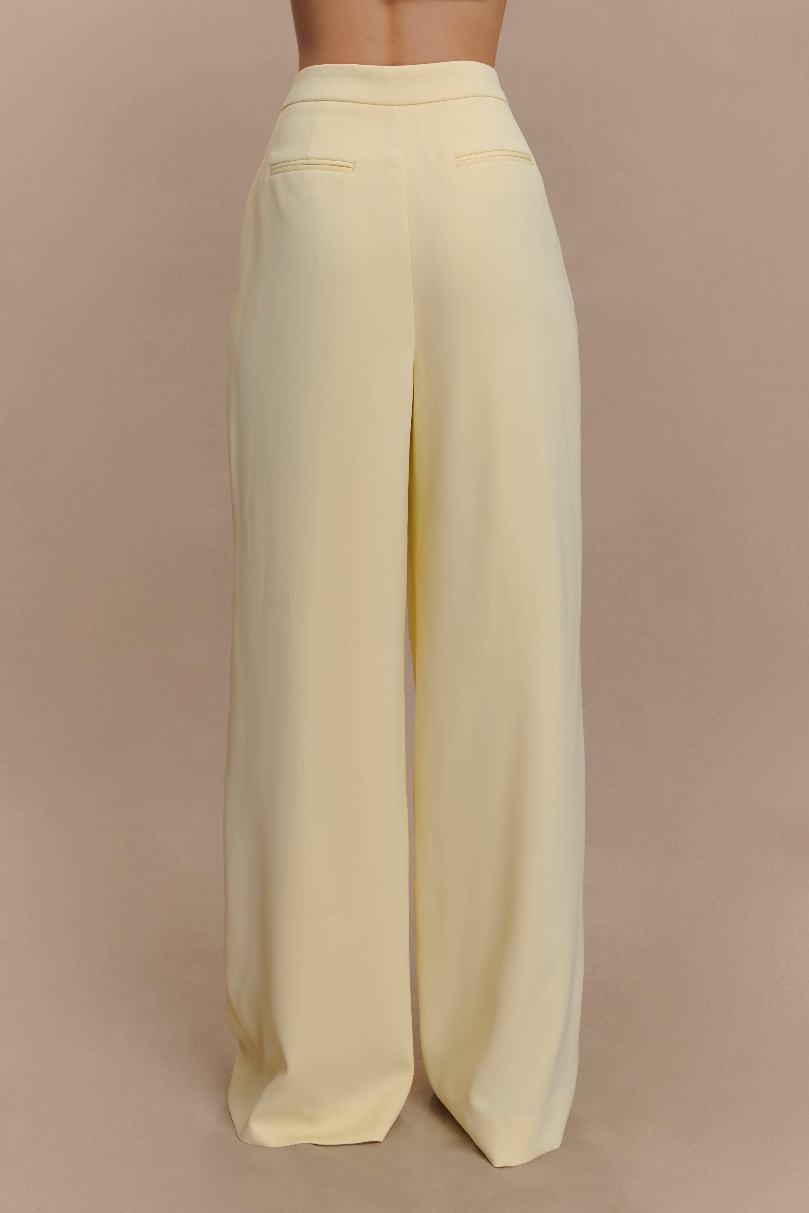 Faith Suiting Wide Leg Pant - Lemon Cream Product Image