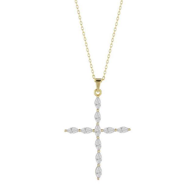 Sunkissed Sterling Marquise-Cut Cubic Zirconia Cross Pendant Necklace, Womens, Gold Tone Product Image