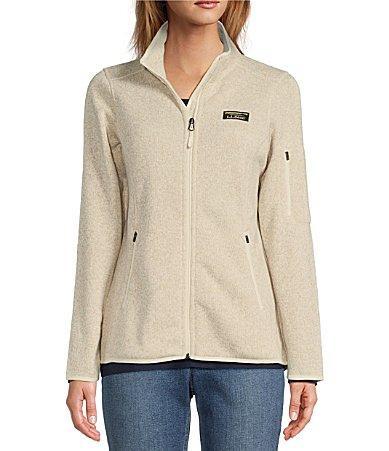 L.L.Bean Fleece Knit Stand Collar Long Sleeve Full Zip Sweater Jacket Product Image