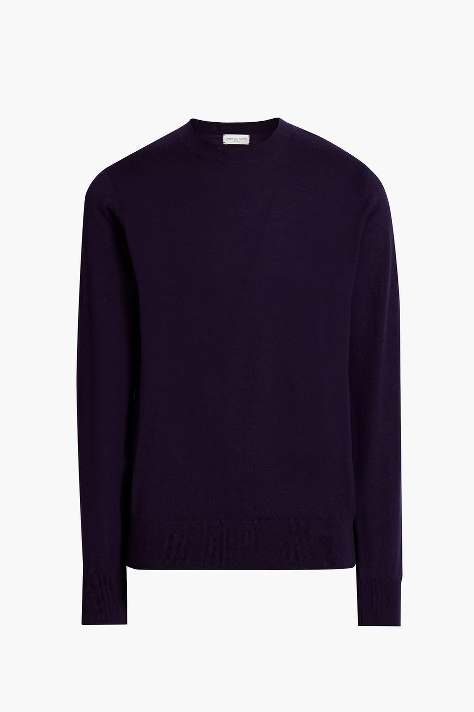 Merino Wool Sweater In Dark Purple Product Image