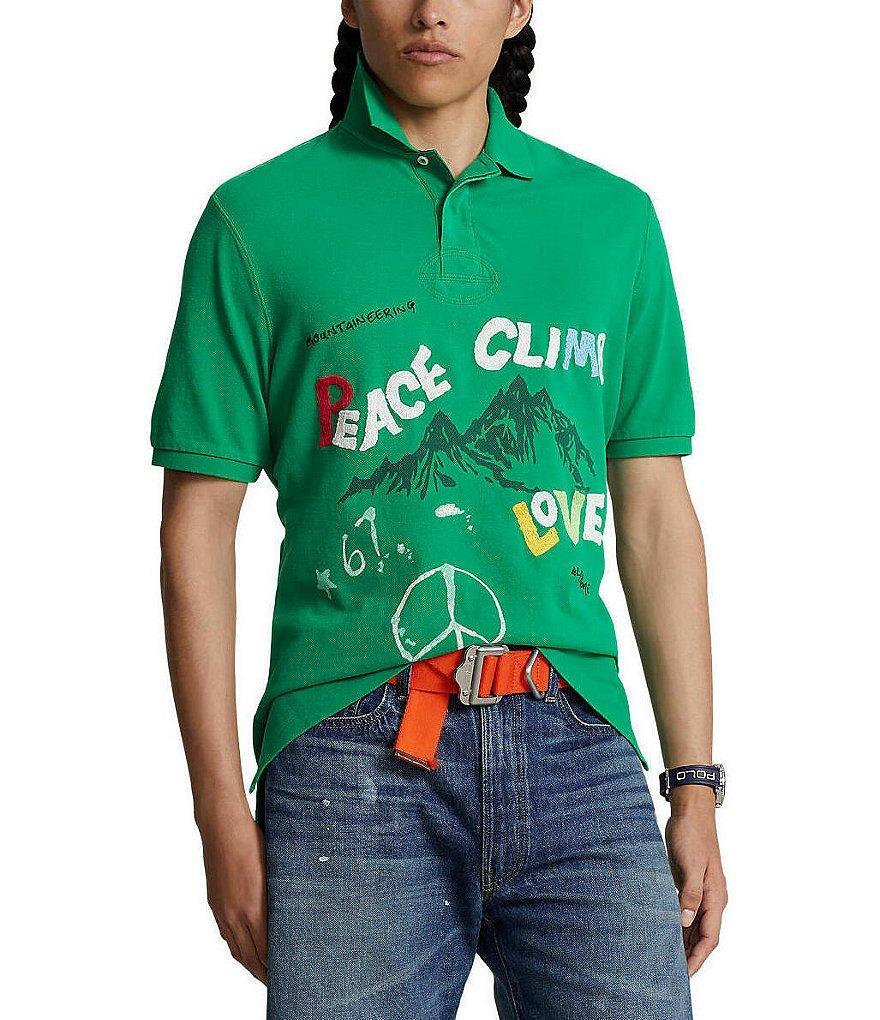 Polo Ralph Lauren Classic Fit Peace Climb Love Graphic Short Sleeve Polo Shirt Product Image