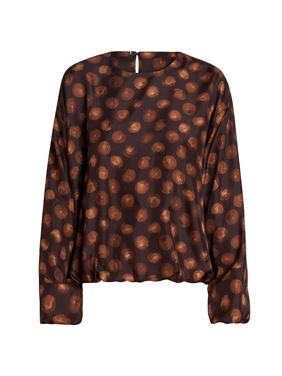 Womens Capo Contrast Dot Silk Bubble Pullover Product Image