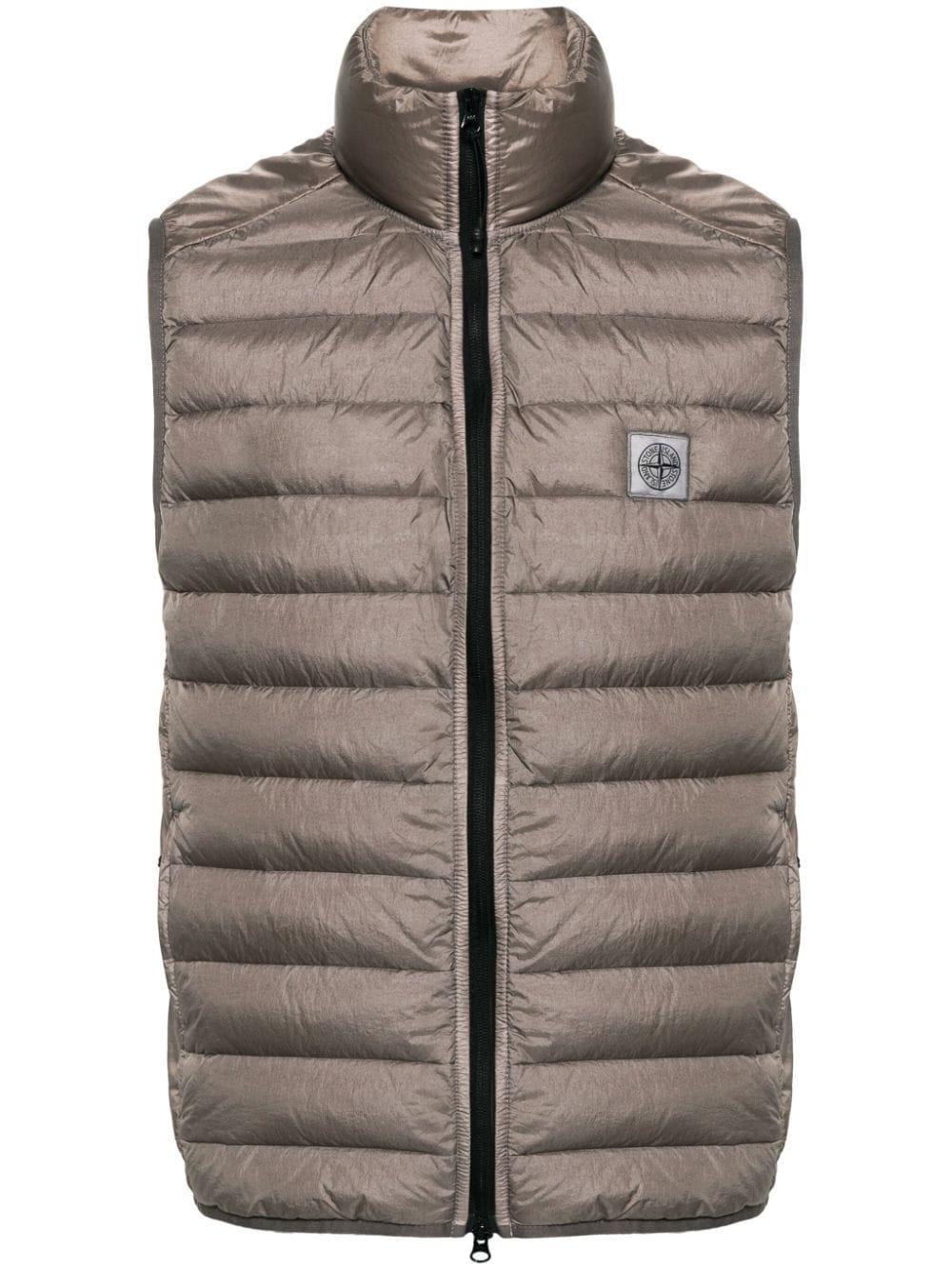 Compass-patch Padded Gilet In Brown Product Image