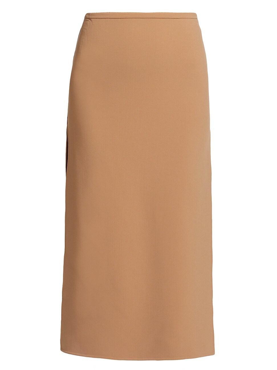 Womens Stretch Wool Side-Slit Midi-Skirt Product Image