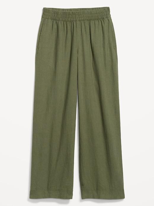 High-Waisted Linen-Blend Wide-Leg Pants Product Image