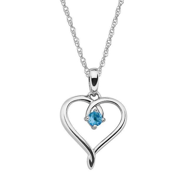 Boston Bay Diamonds Sterling Silver Aquamarine Openwork Heart Pendant, Womens Blue Product Image