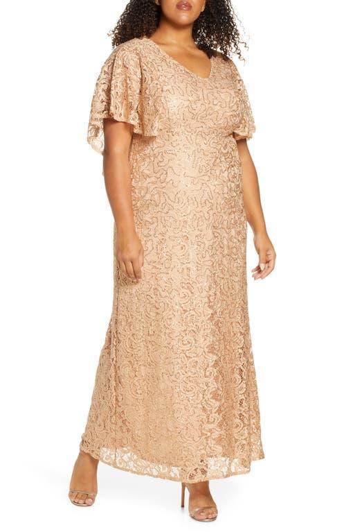 Kiyonna Celestial Cape Sleeve Lace Gown Product Image