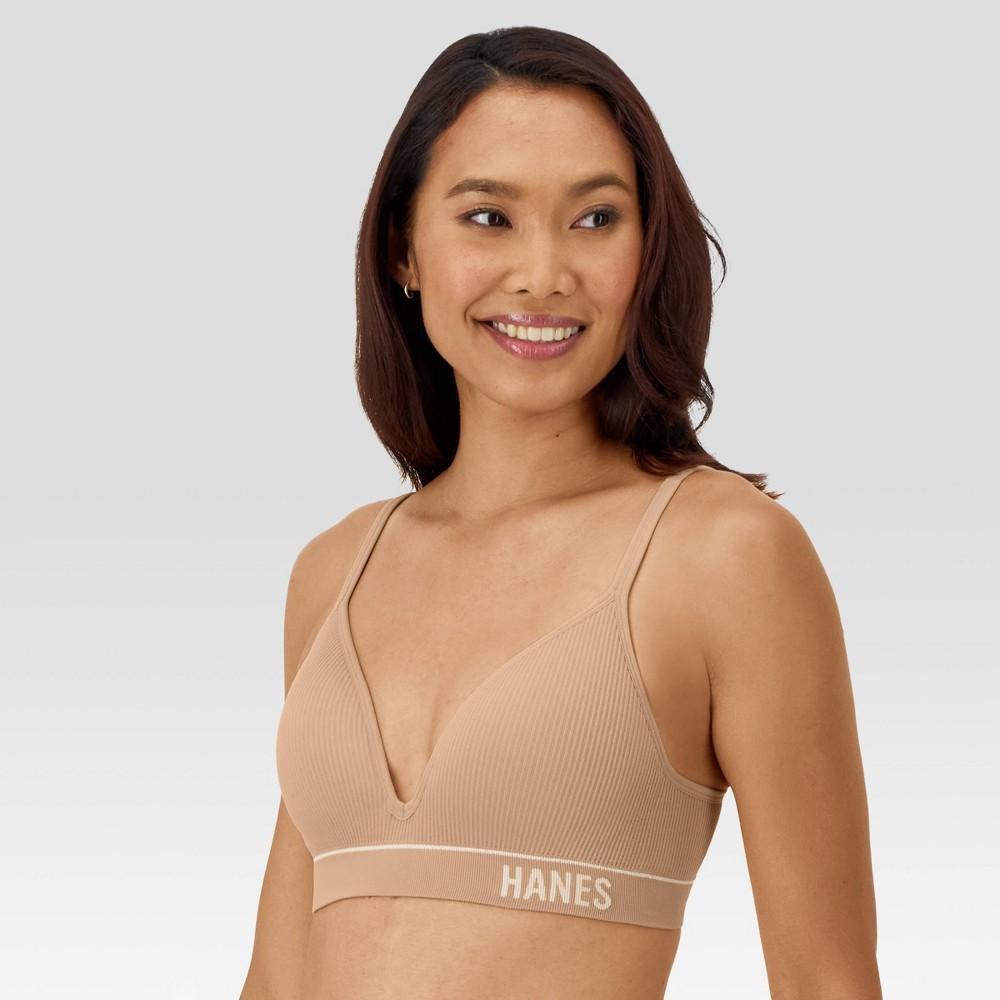 Hanes Originals Womens Ribbed Seamless Contour Bra MHB004 - Beige Product Image