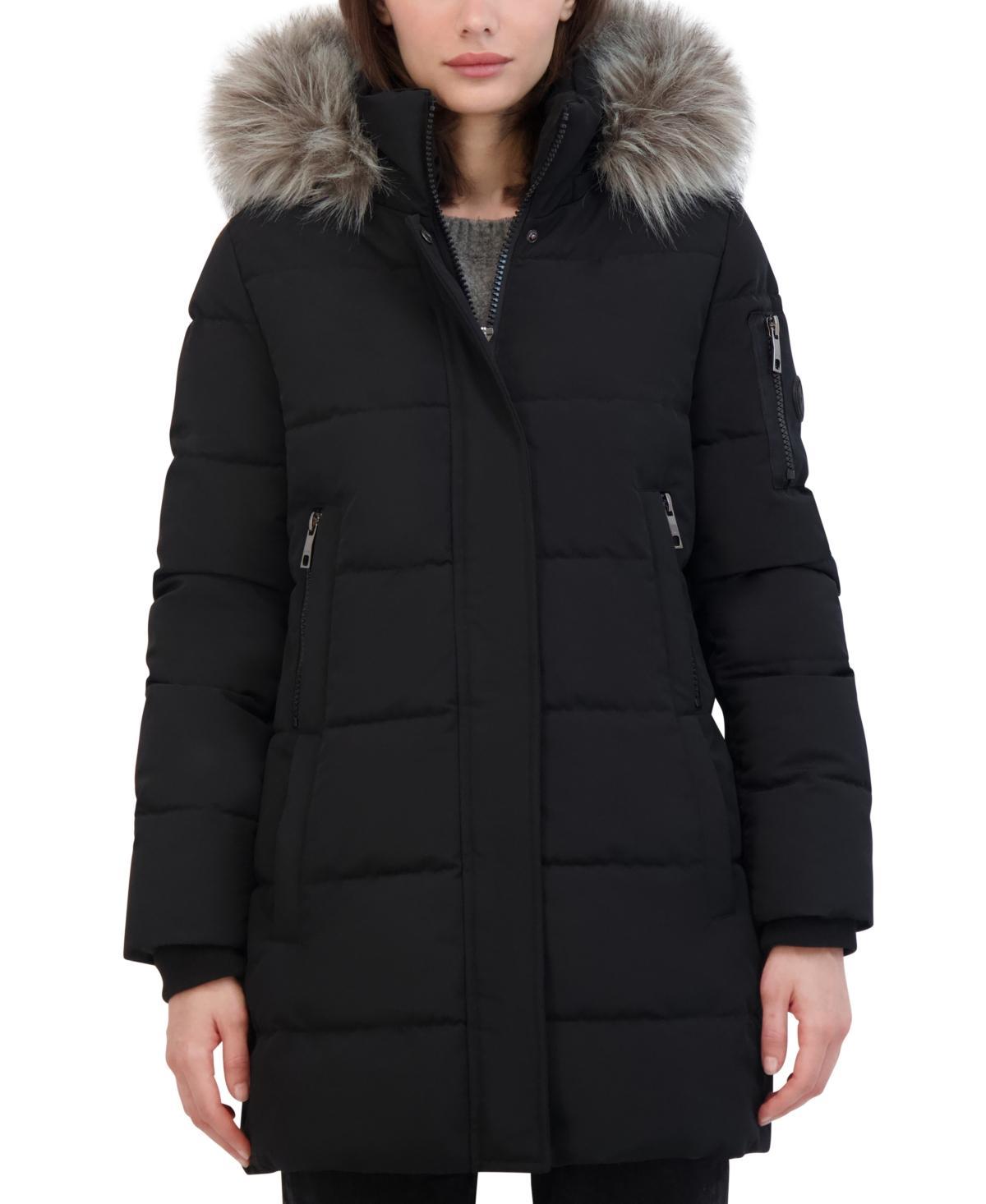 Nautica Womens Faux-Fur-Trim Hooded Puffer Coat Product Image