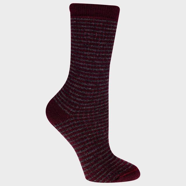 Alaska Knits Womens Striped Thermal Wool Blend Midweight Crew Socks 4-10 Product Image