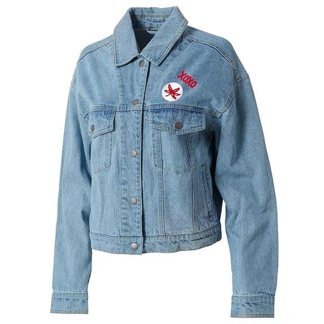 Womens NCAA Ohio State Buckeyes Full-Snap Denim Jacket Product Image