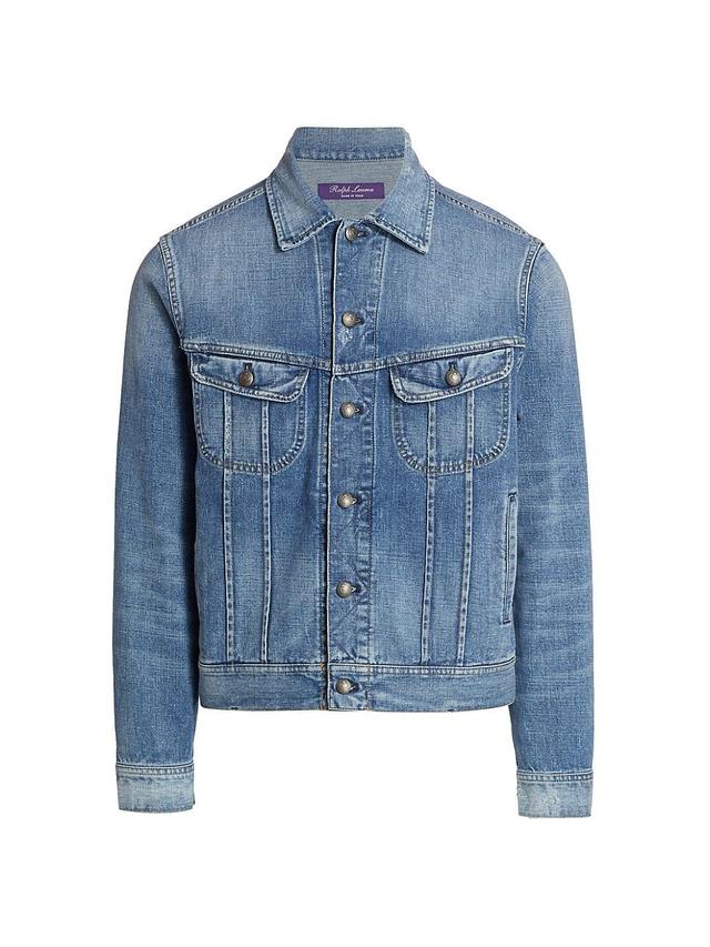 Mens Slim-Fit Denim Trucker Jacket Product Image