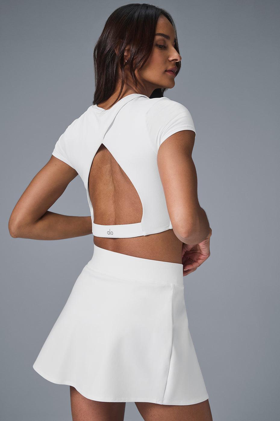 Alosoft Cropped Backspin Short Sleeve - White Female Product Image