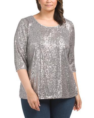 Plus Sequin Top for Women Product Image